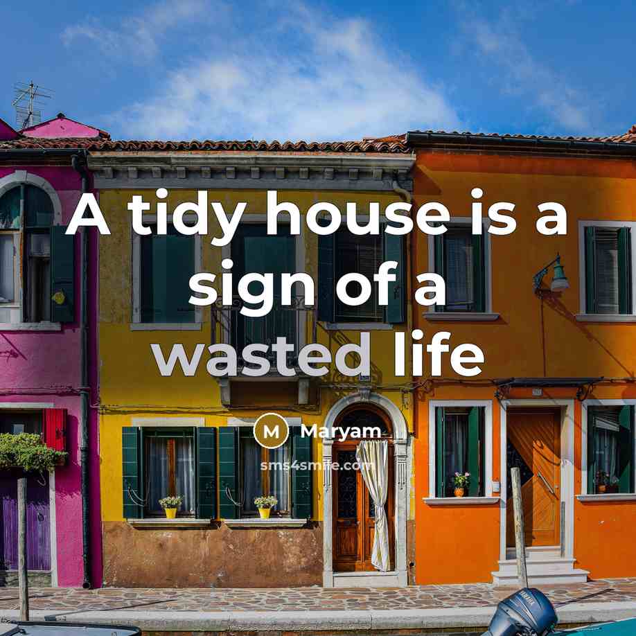 “A tidy house is a sign of a wasted life…” quote by Maryam