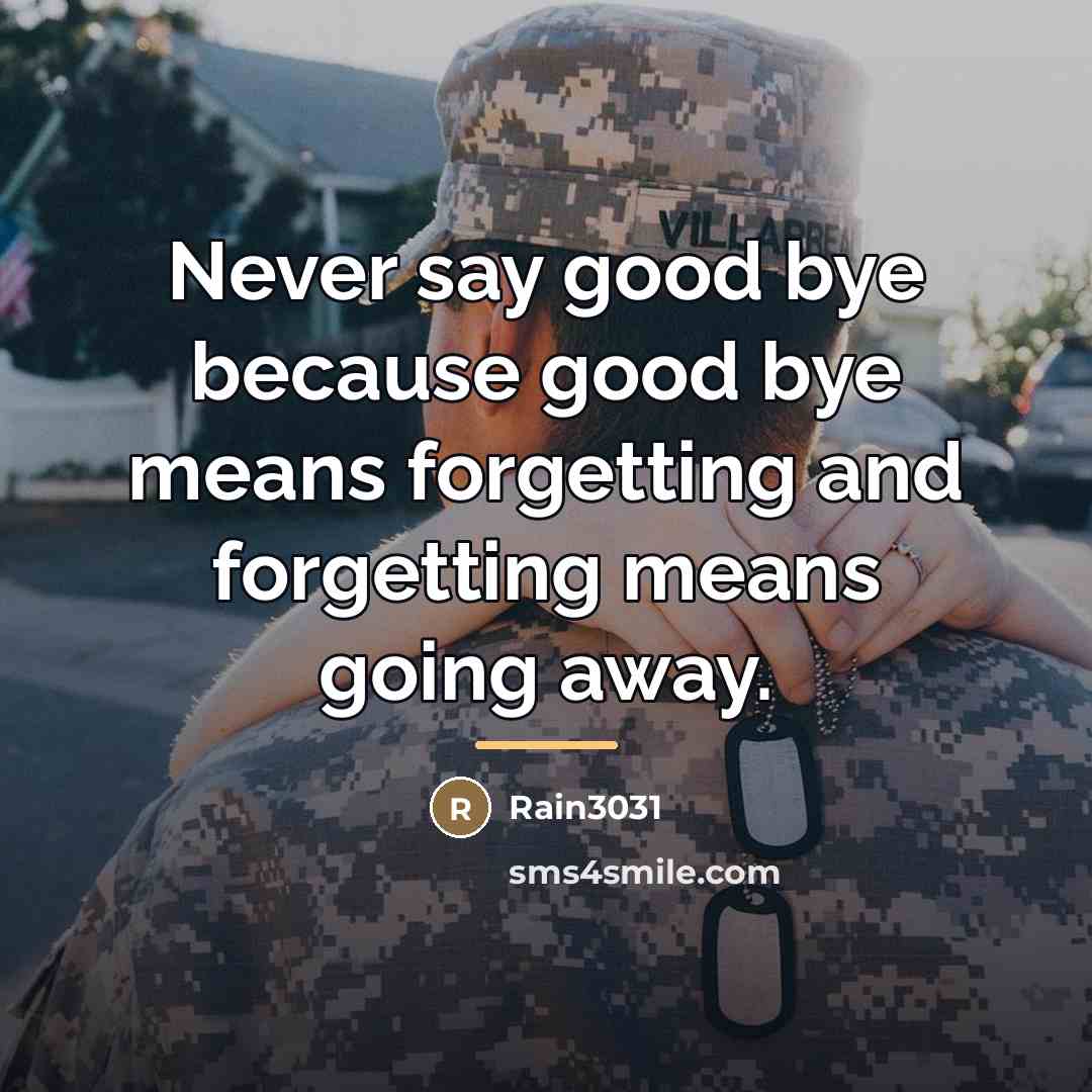 “Never say good bye because good bye means forgetting and…” quote by Rain3031