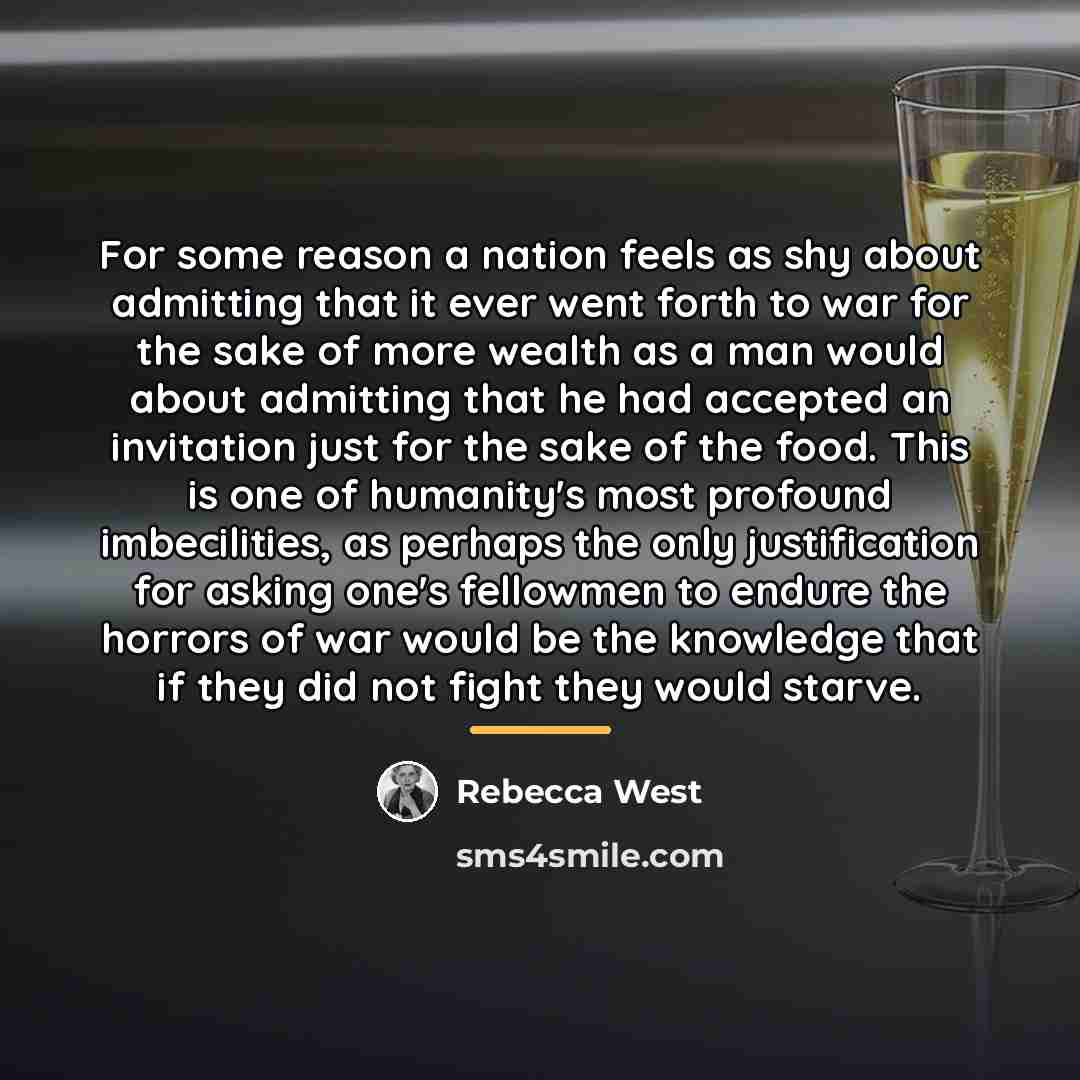 “For some reason a nation feels as shy about admitting…” quote by Rebecca West