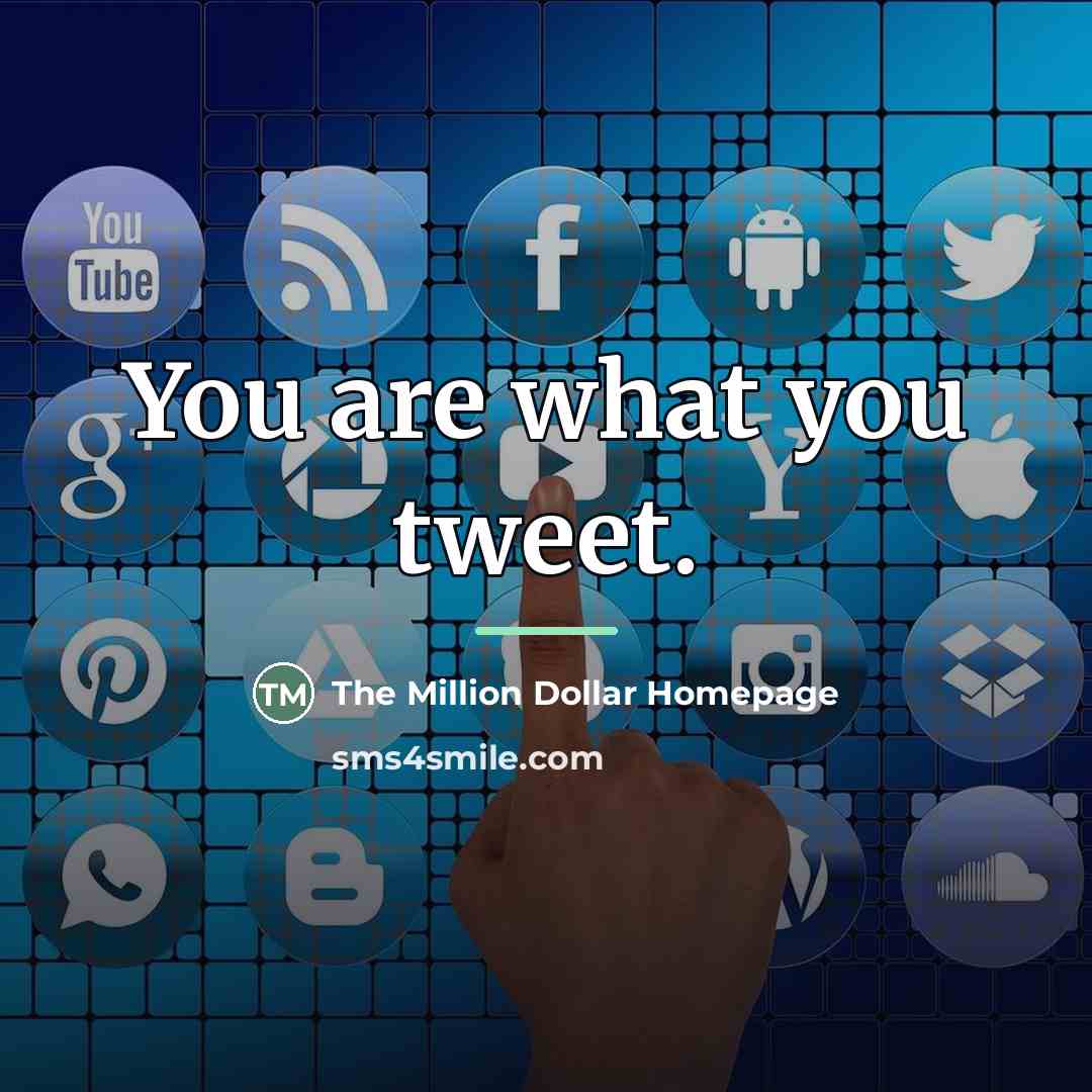 “You are what you tweet.…” quote by The Million Dollar Homepage