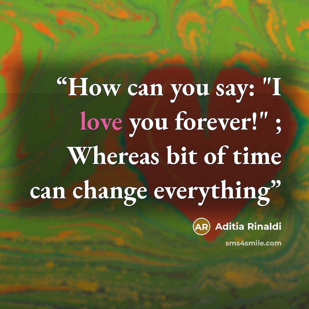 “How can you say: "I love you forever!" ; Whereas bit of time can change everything” quote by Aditia Rinaldi