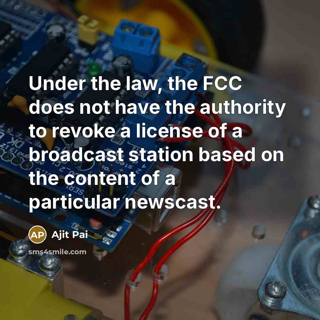“Under the law, the FCC does not have the authority…” quote by Ajit Pai