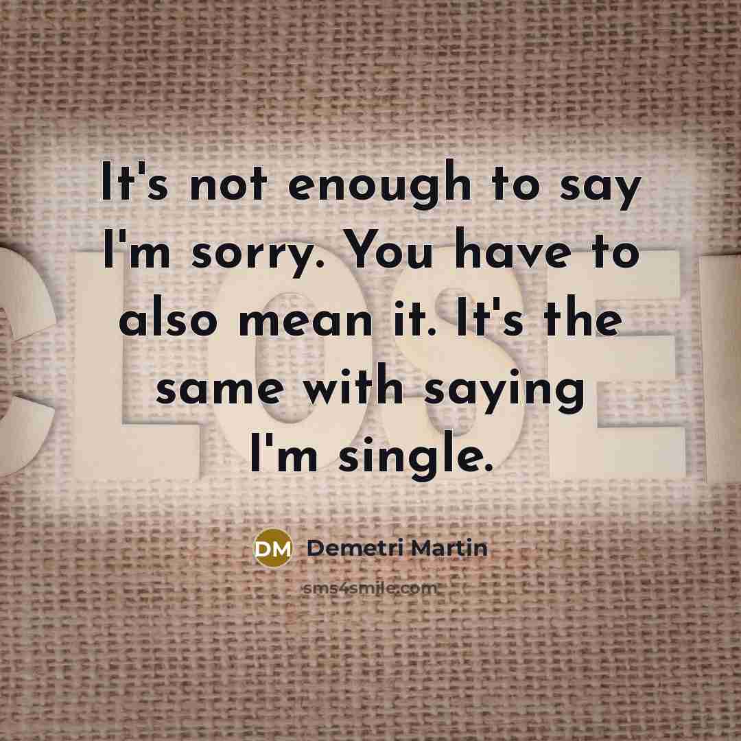 “It's not enough to say I'm sorry. You have to…” quote by Demetri Martin