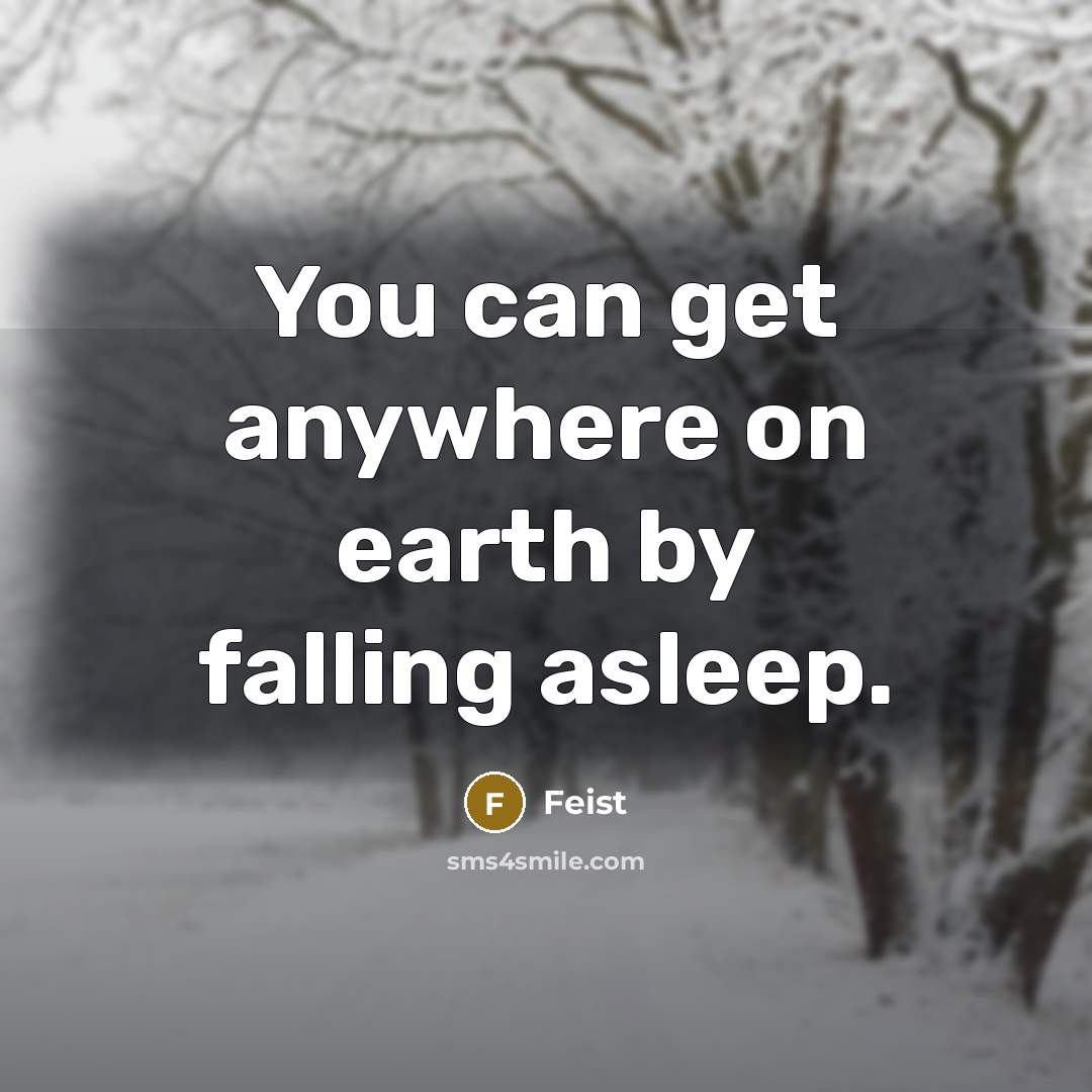 “You can get anywhere on earth by falling asleep.” quote by Feist