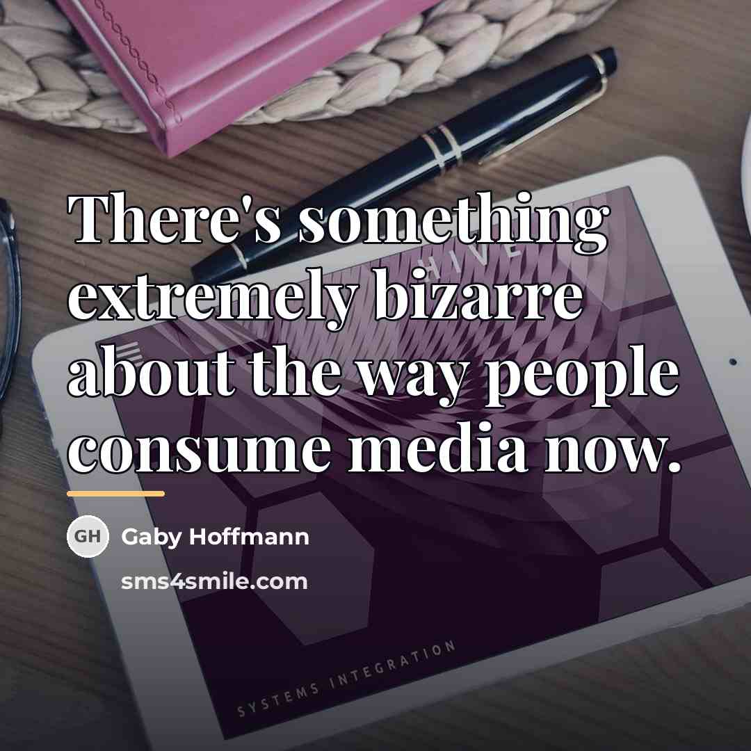 “There's something extremely bizarre about the way people consume media…” quote by Gaby Hoffmann