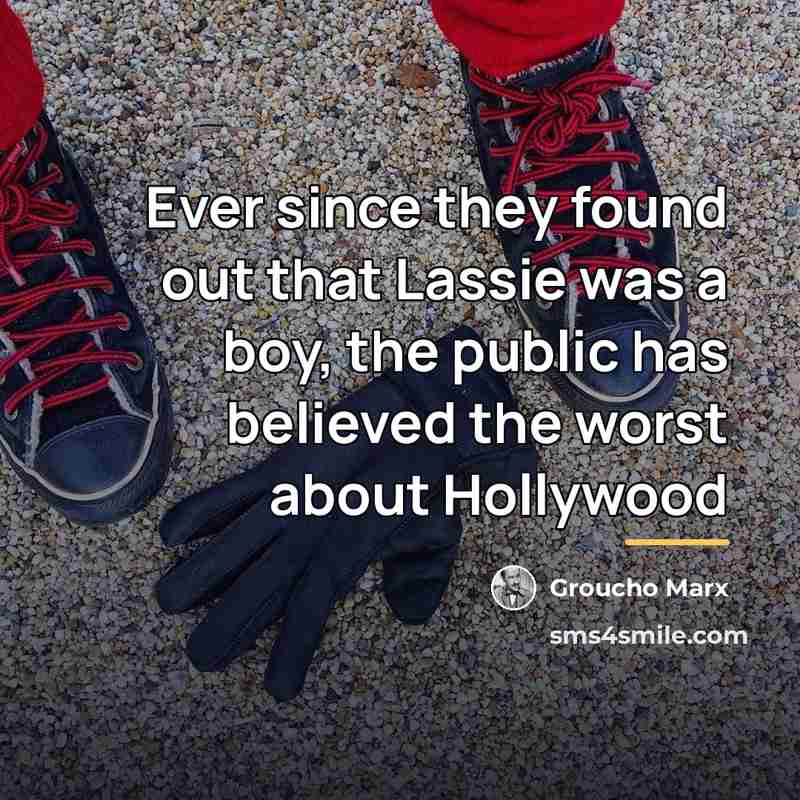 “Ever since they found out that Lassie was a boy,…” quote by Groucho Marx