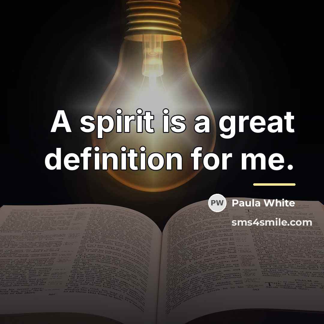 “A spirit is a great definition for me.…” quote by Paula White