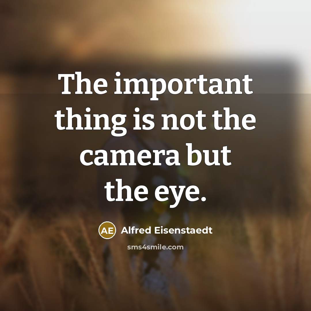 “The important thing is not the camera but the eye.…” quote by Alfred Eisenstaedt