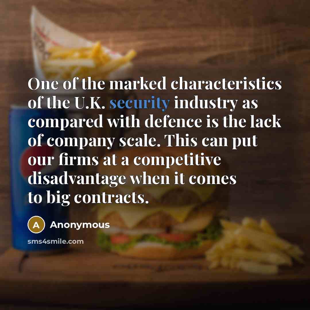 “One of the marked characteristics of the U.K. security industry…” quote by Anonymous