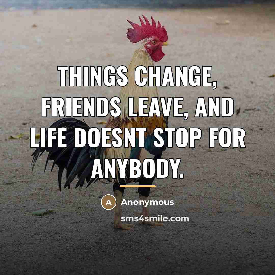 “Things change, friends leave, and life doesnt stop for anybody.…” quote by Anonymous