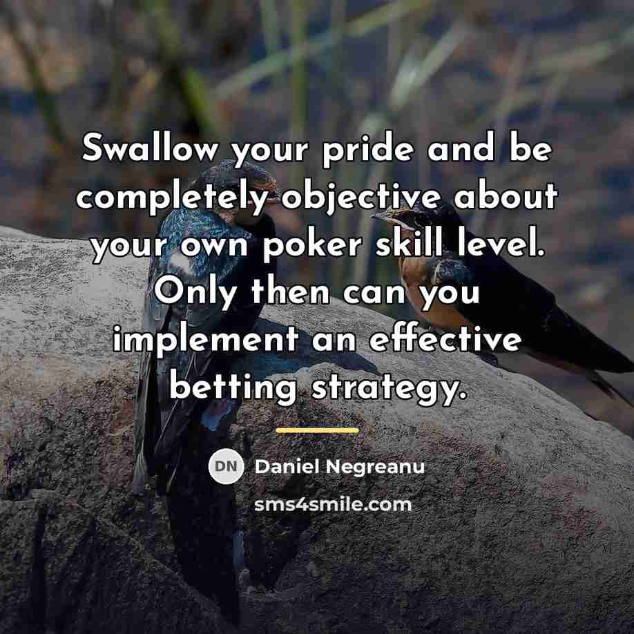“Swallow your pride and be completely objective about your own…” quote by Daniel Negreanu