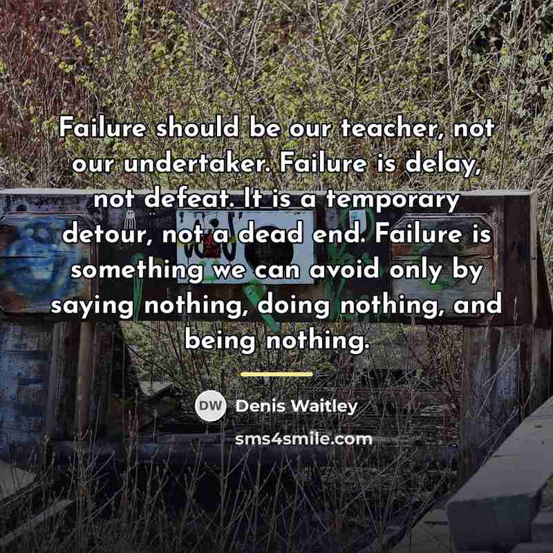 “Failure should be our teacher, not our undertaker. Failure is…” quote by Denis Waitley