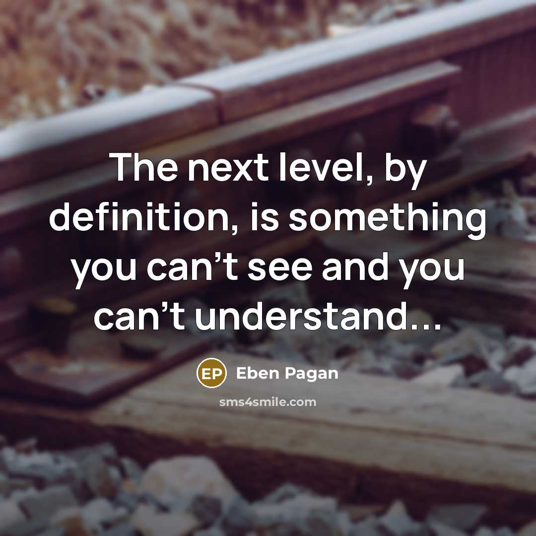 “The next level, by definition, is something you can't see and you can't understand...” quote by Eben Pagan