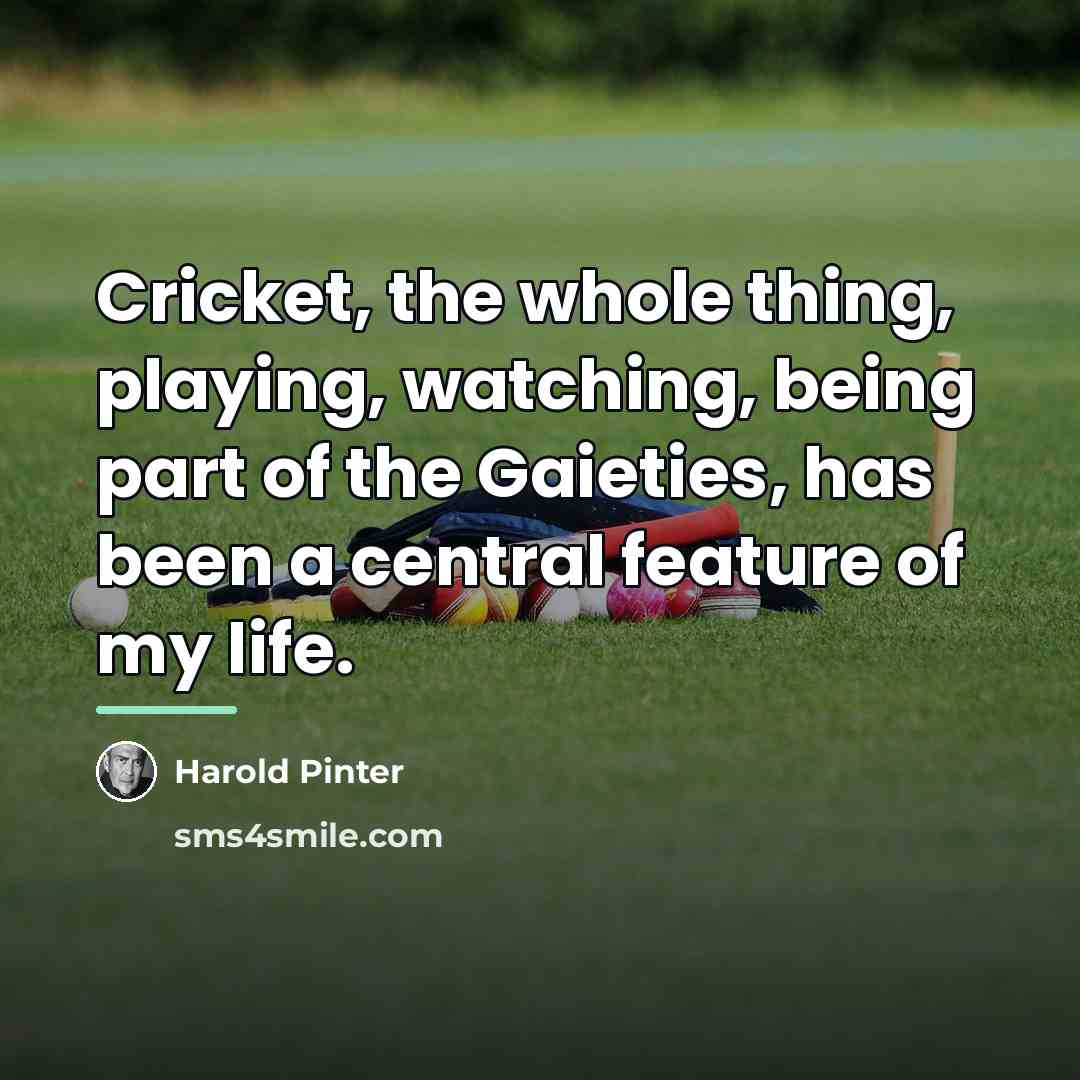 “Cricket, the whole thing, playing, watching, being part of the…” quote by Harold Pinter