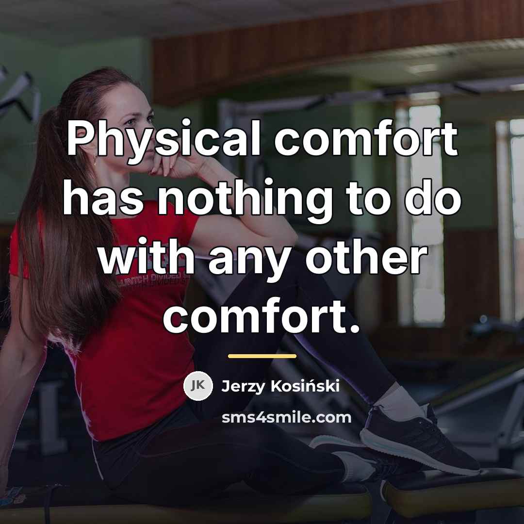“Physical comfort has nothing to do with any other comfort.…” quote by Jerzy Kosinski