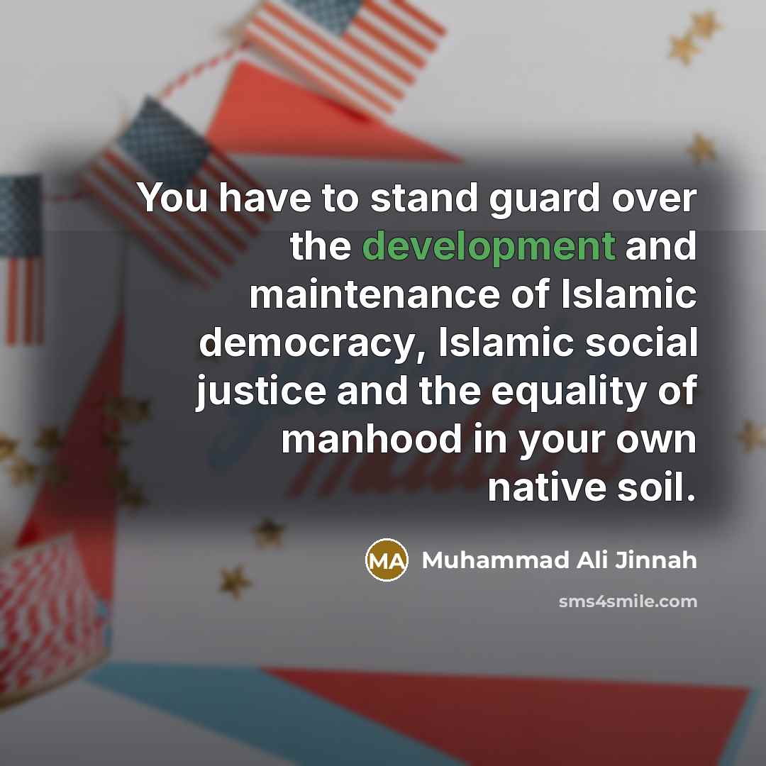 “You have to stand guard over the development and maintenance…” quote by Muhammad Ali Jinnah