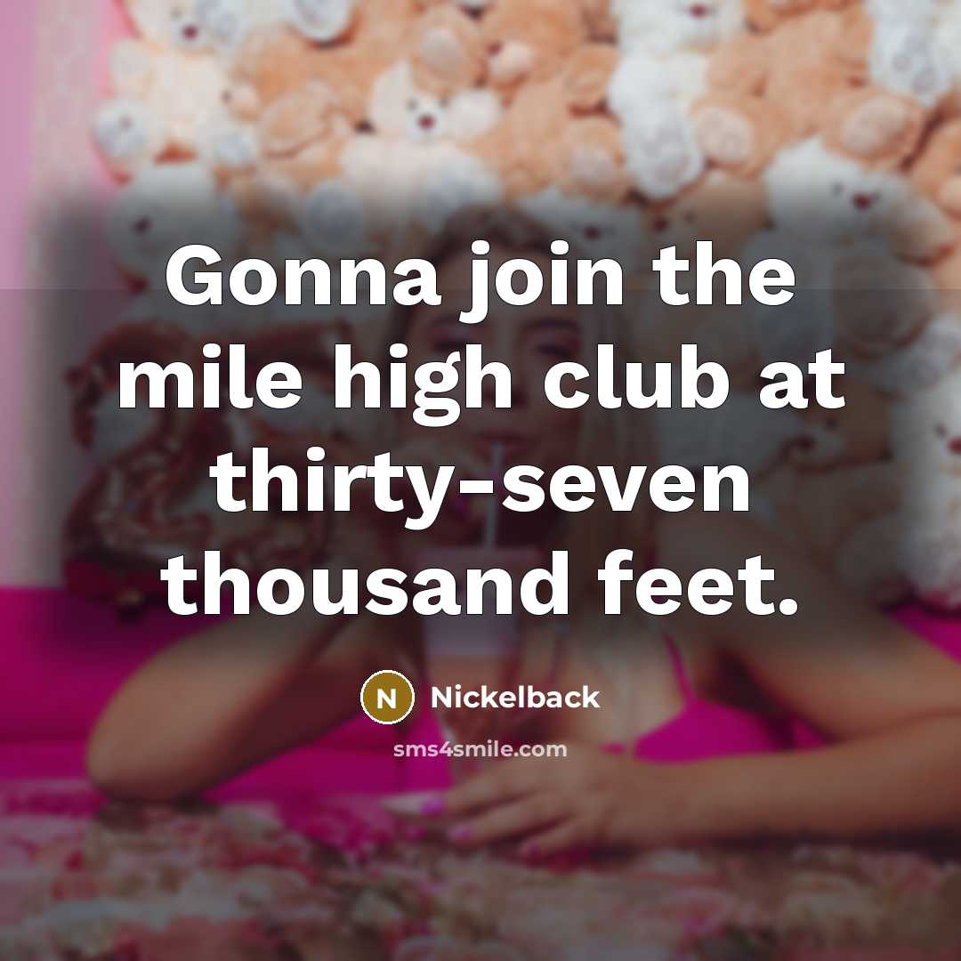 “Gonna join the mile high club at thirty-seven thousand feet.…” quote by Nickelback
