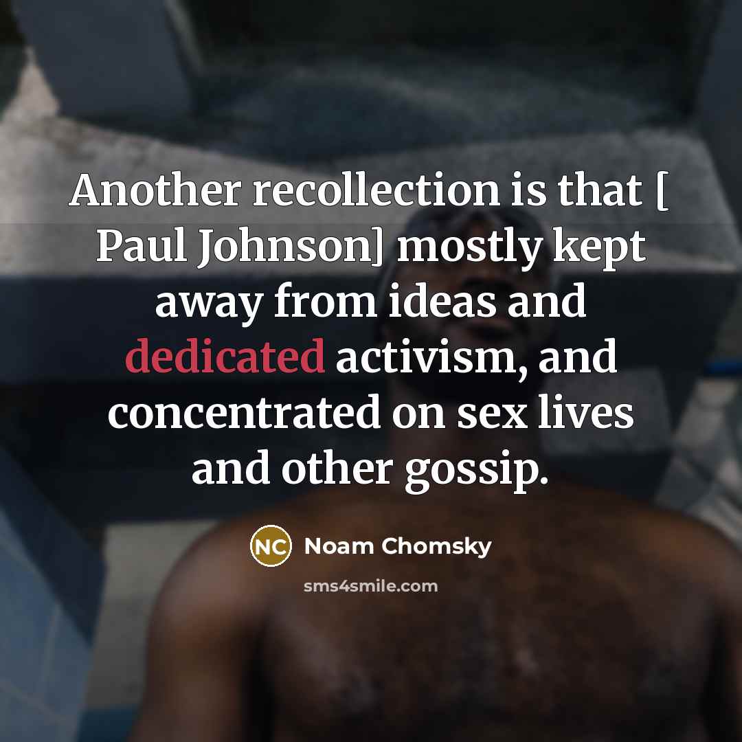 “Another recollection is that [ Paul Johnson] mostly kept away…” quote by Noam Chomsky