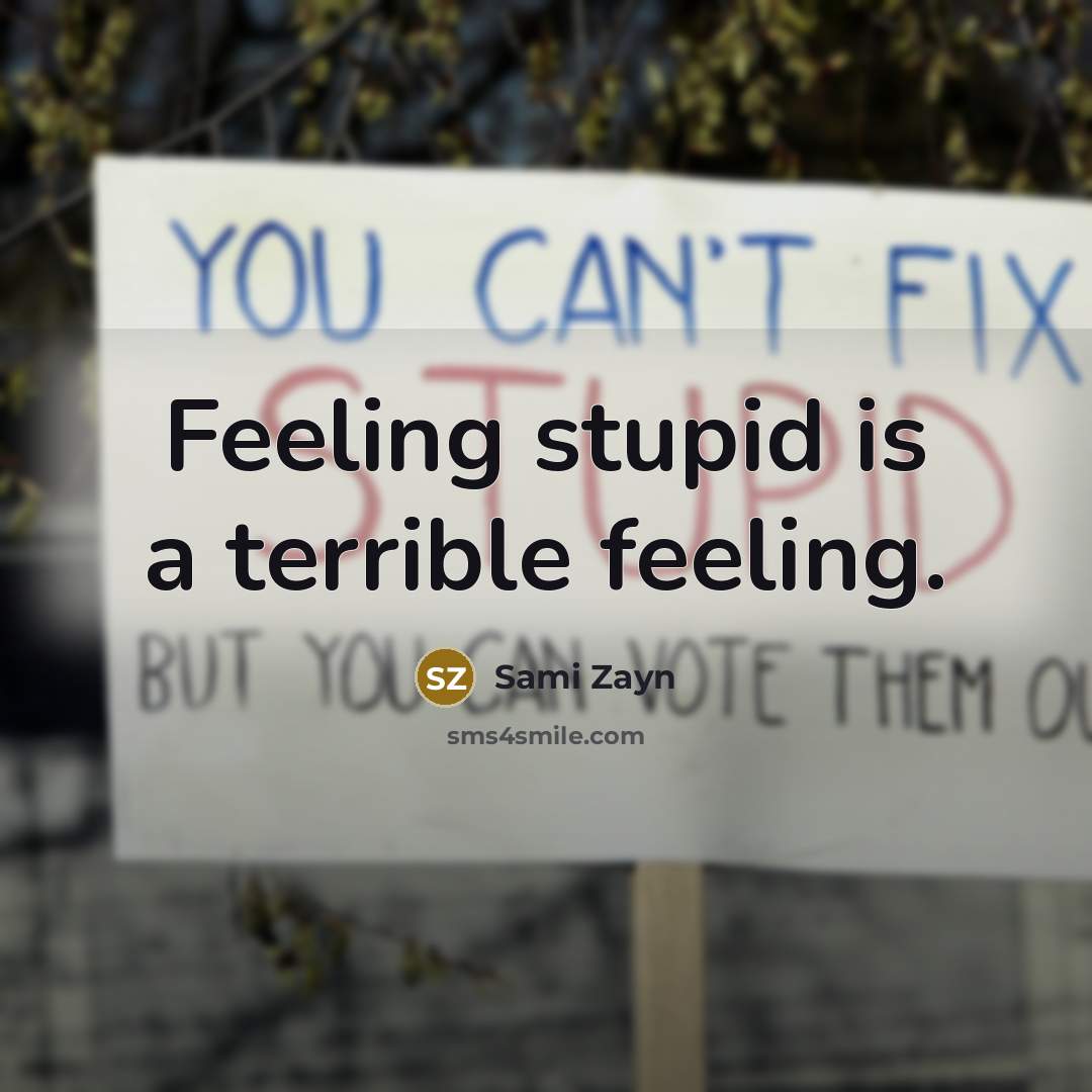 “Feeling stupid is a terrible feeling.…” quote by Sami Zayn