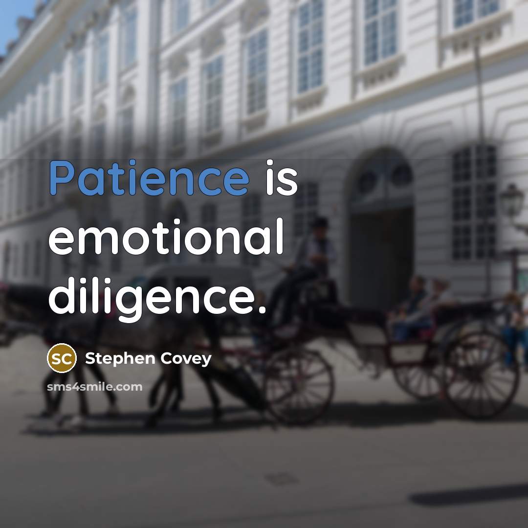 “Patience is emotional diligence.…” quote by Stephen Covey
