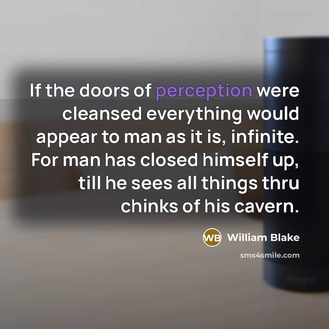 “If the doors of perception were cleansed everything would appear…” quote by William Blake
