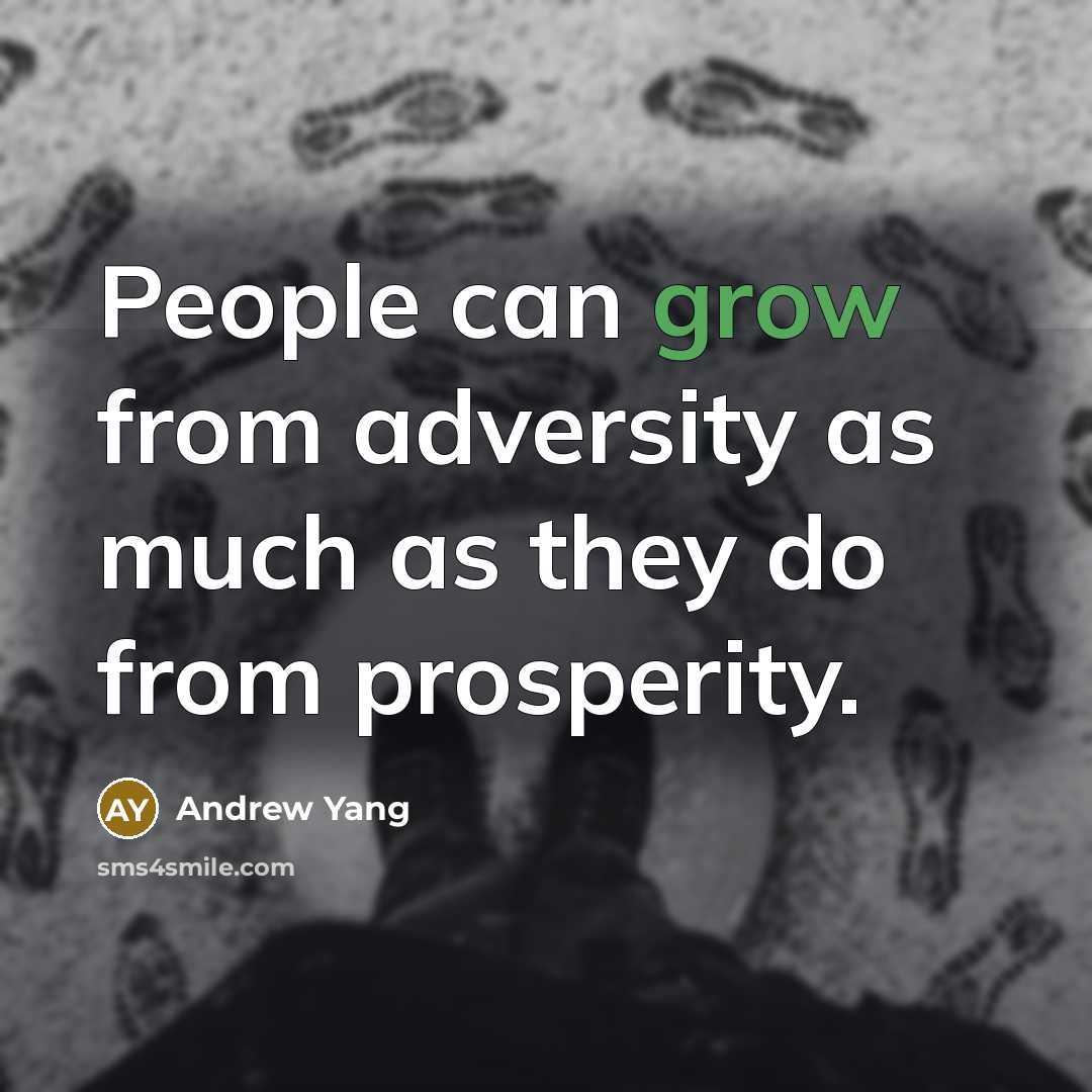 “People can grow from adversity as much as they do…” quote by Andrew Yang