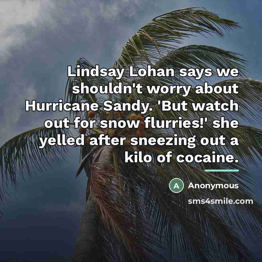 “Lindsay Lohan says we shouldn't worry about Hurricane Sandy. 'But…” quote by Anonymous