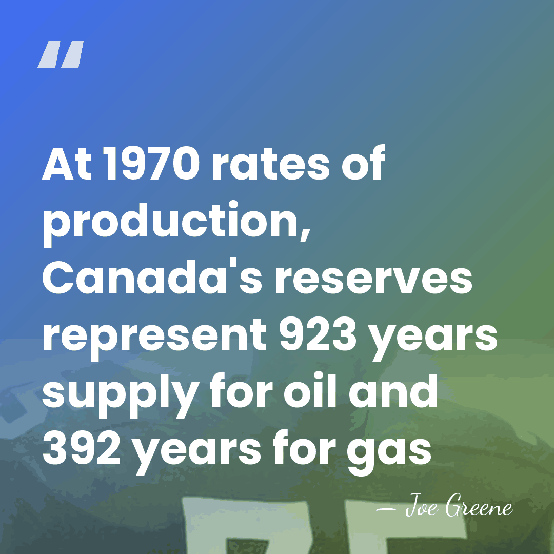 At 1970 rates of production, Canada's reserves represent 923 years supply for&hellip; - Joe Greene