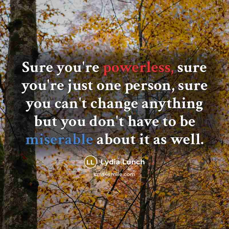 “Sure you're powerless, sure you're just one person, sure you…” quote by Lydia Lunch
