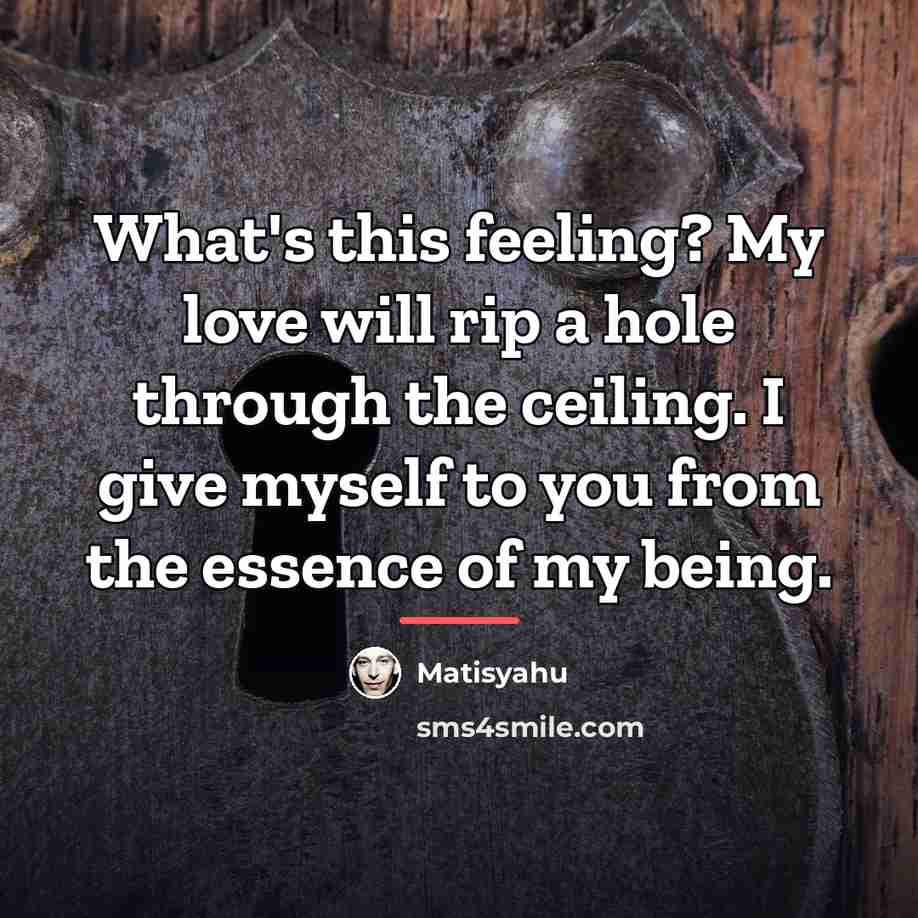 “What's this feeling? My love will rip a hole through…” quote by Matisyahu