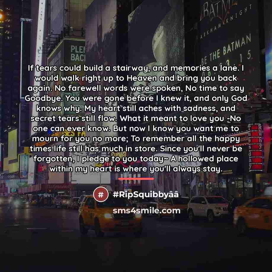 “If tears could build a stairway, and memories a lane.…” quote by RipSquibbyââ