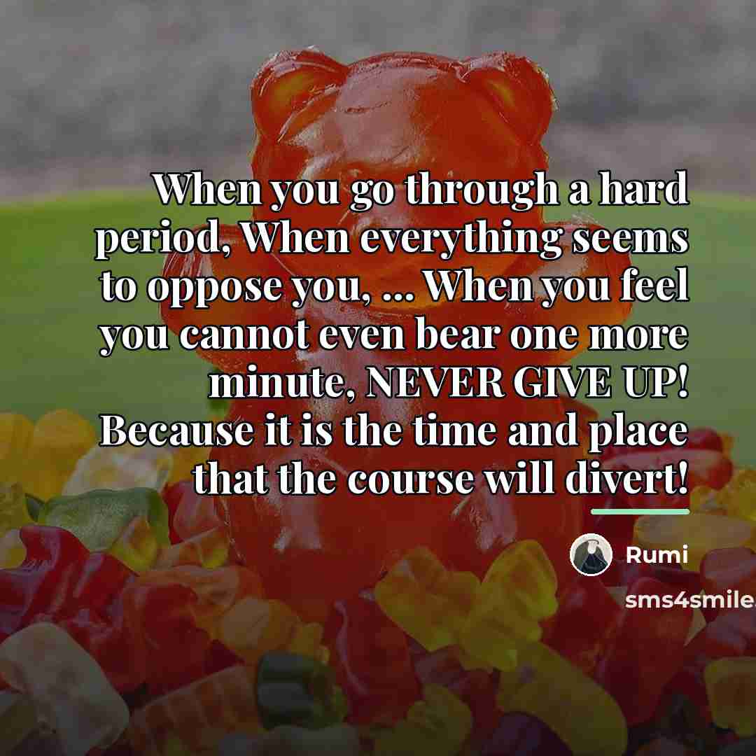 “When you go through a hard period, When everything seems…” quote by Rumi