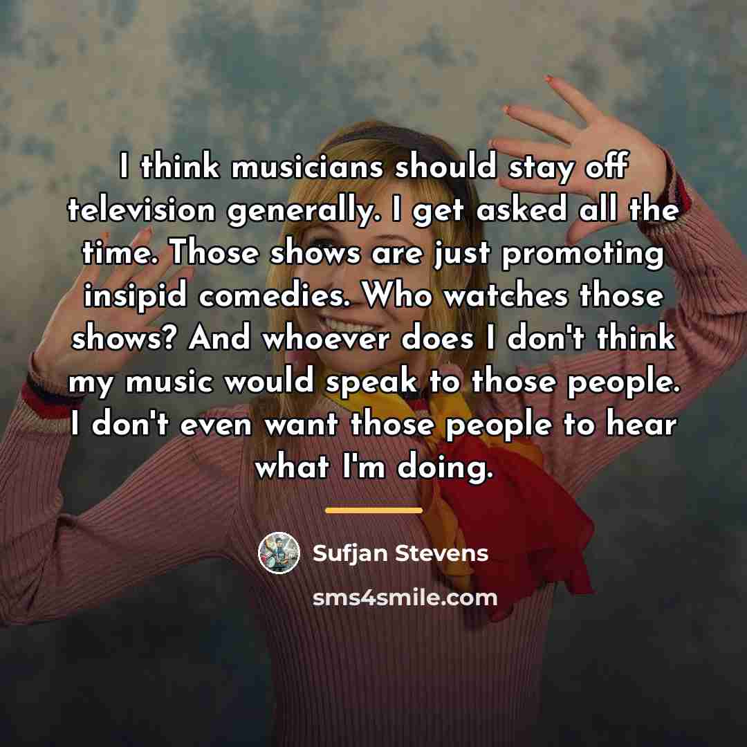 “I think musicians should stay off television generally. I get…” quote by Sufjan Stevens