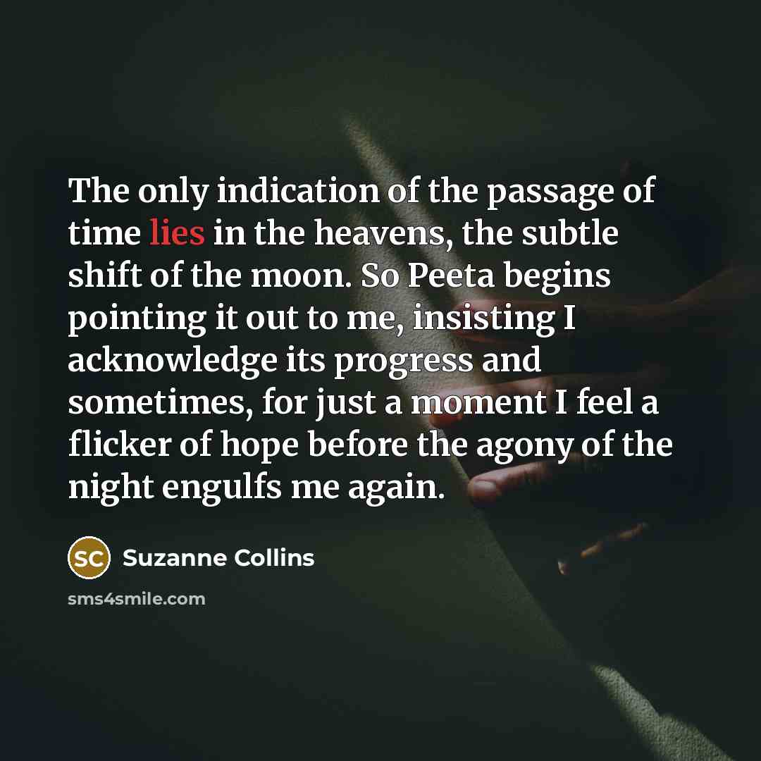 “The only indication of the passage of time lies in…” quote by Suzanne Collins