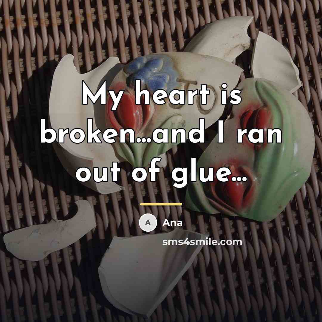 “My heart is broken...and I ran out of glue...…” quote by Ana