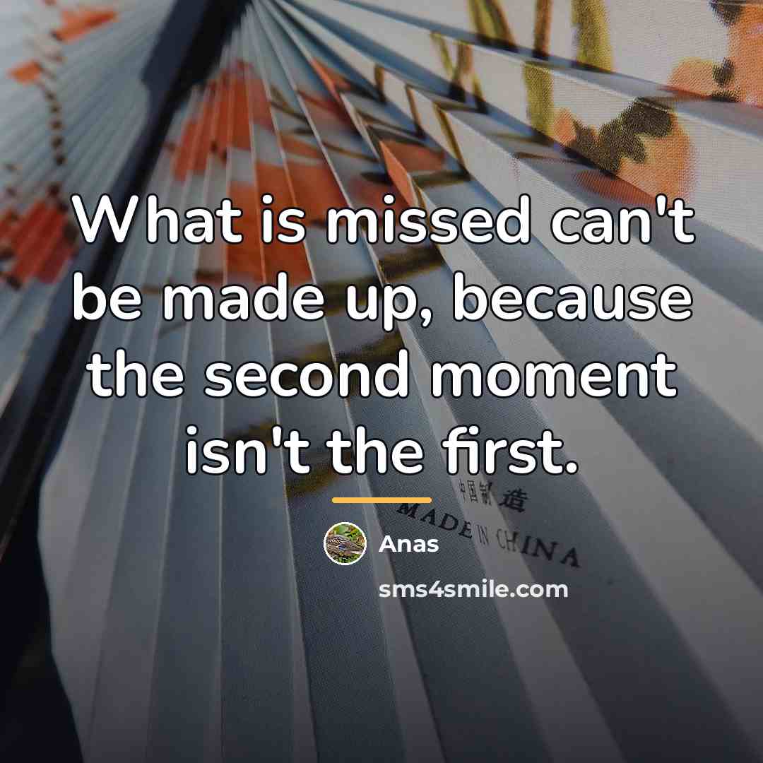 “What is missed can't be made up, because the second…” quote by Anas