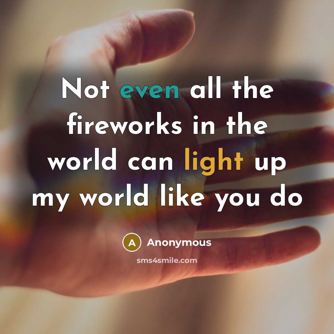 “Not even all the fireworks in the world can light up my world like you do” quote by Anonymous
