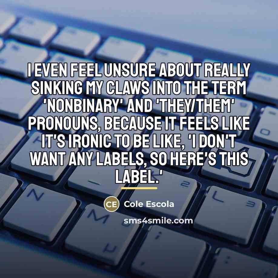 “I even feel unsure about really sinking my claws into…” quote by Cole Escola