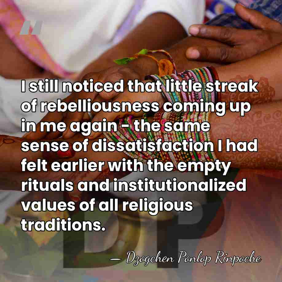 I still noticed that little streak of rebelliousness coming up in me&hellip; - Dzogchen Ponlop Rinpoche
