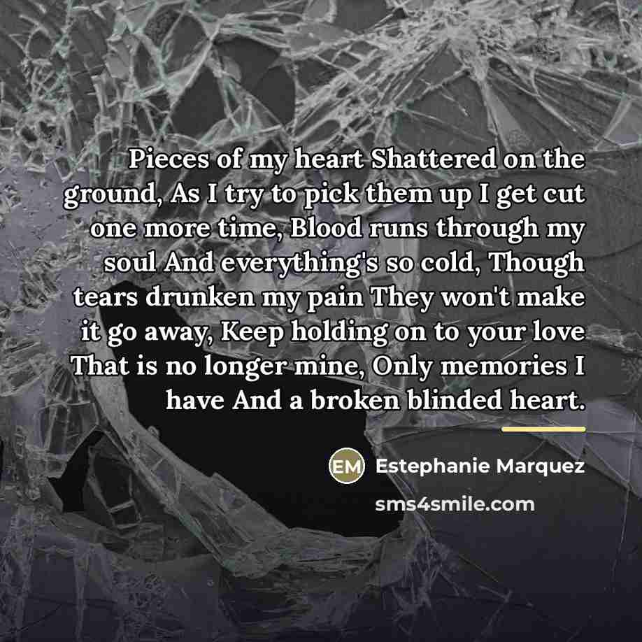 “Pieces of my heart Shattered on the ground, As I…” quote by Estephanie Marquez