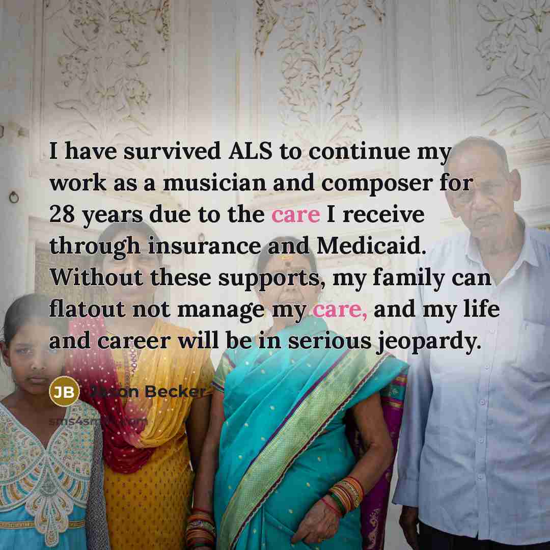 “I have survived ALS to continue my work as a…” quote by Jason Becker