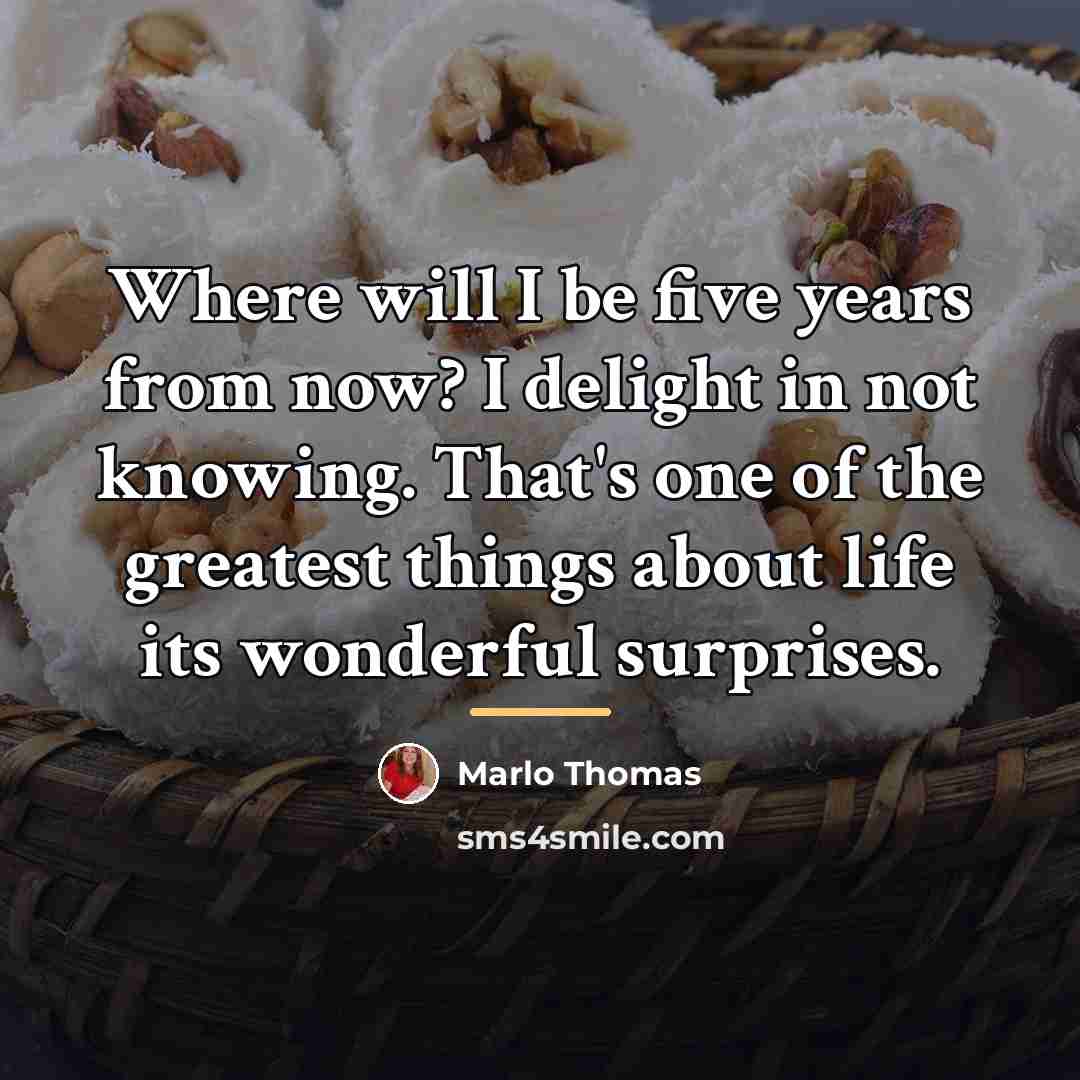 “Where will I be five years from now? I delight…” quote by Marlo Thomas