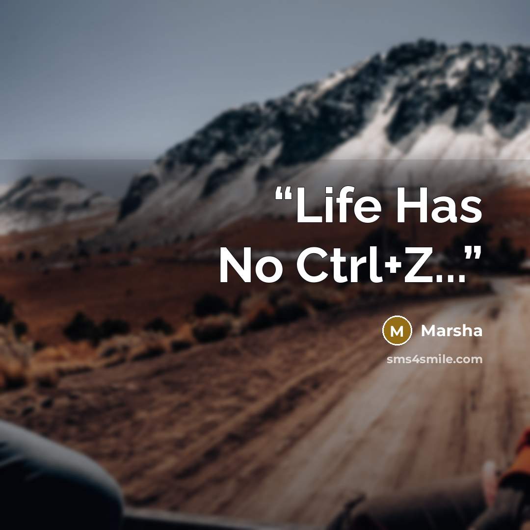“Life Has No Ctrl+Z...” quote by Marsha