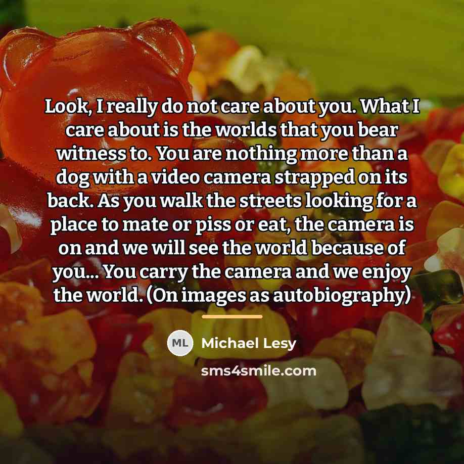 “Look, I really do not care about you. What I…” quote by Michael Lesy