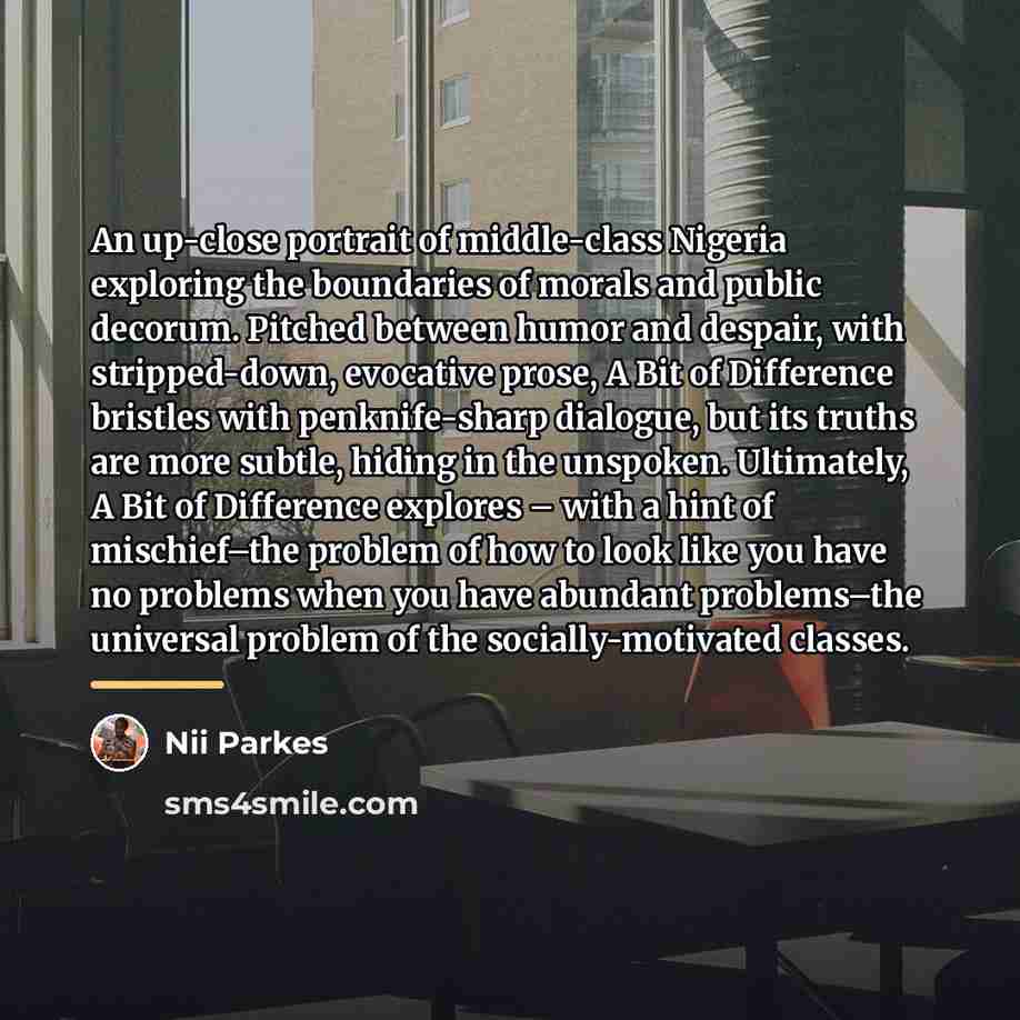 “An up-close portrait of middle-class Nigeria exploring the boundaries of…” quote by Nii Parkes