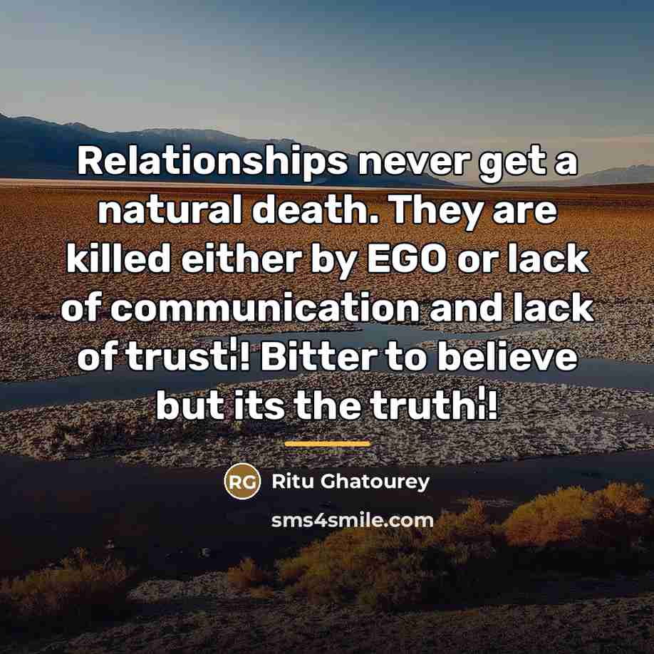 “Relationships never get a natural death. They are killed either…” quote by Ritu Ghatourey