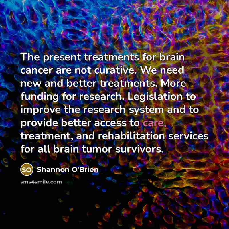 “The present treatments for brain cancer are not curative. We…” quote by Shannon O'Brien