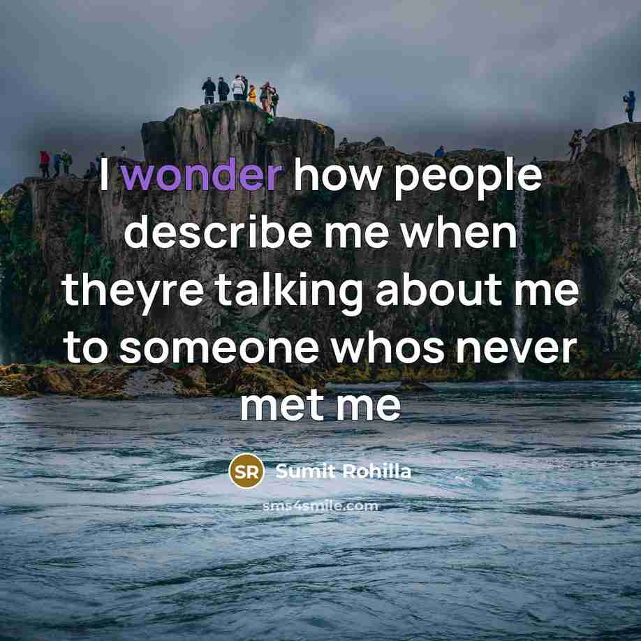 “I wonder how people describe me when theyre talking about…” quote by Sumit Rohilla