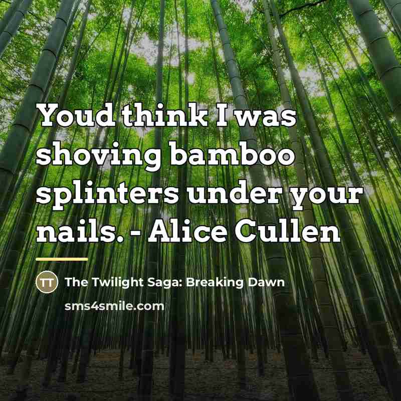 “Youd think I was shoving bamboo splinters under your nails.…” quote by The Twilight Saga: Breaking Dawn