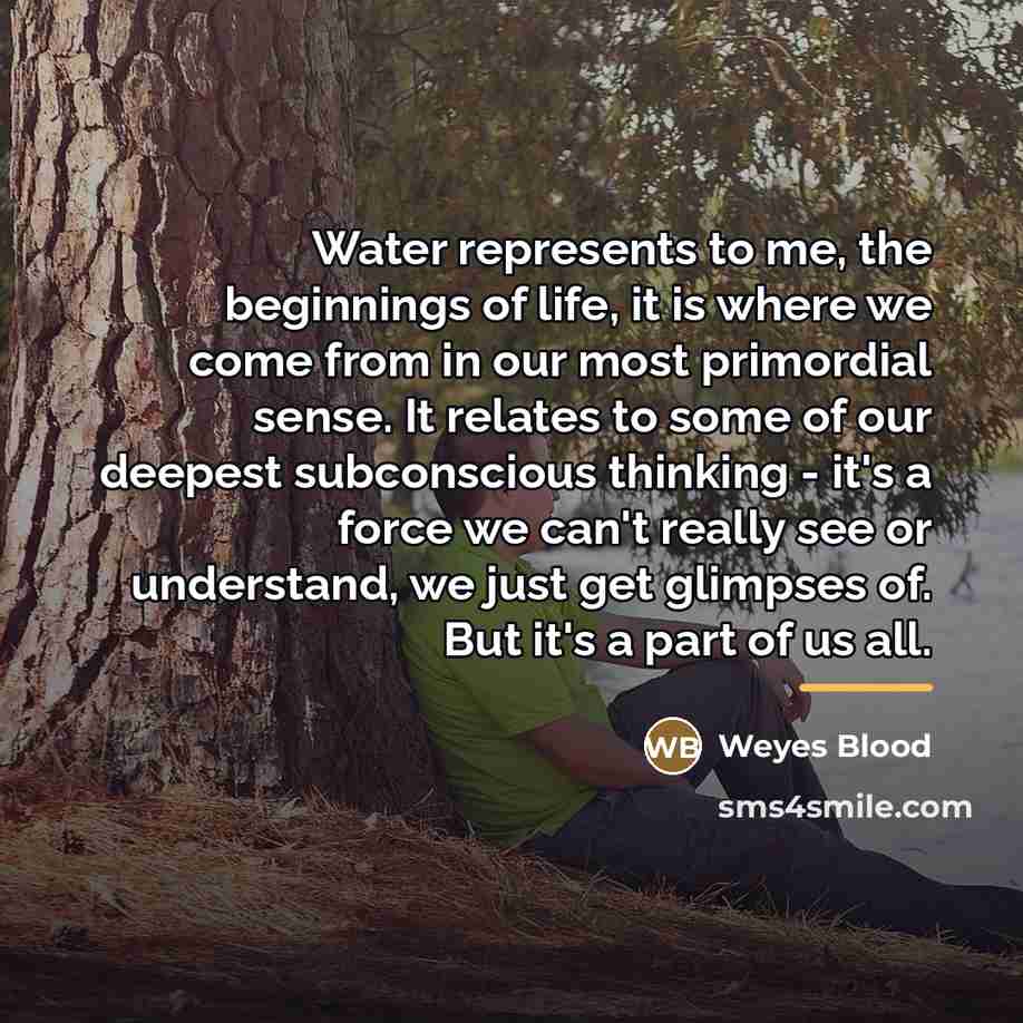 “Water represents to me, the beginnings of life, it is…” quote by Weyes Blood